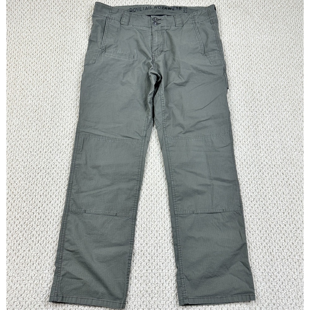 Dovetail Workwear Pants Womens 16/32 Green Double Knee Ripstop Day Construct